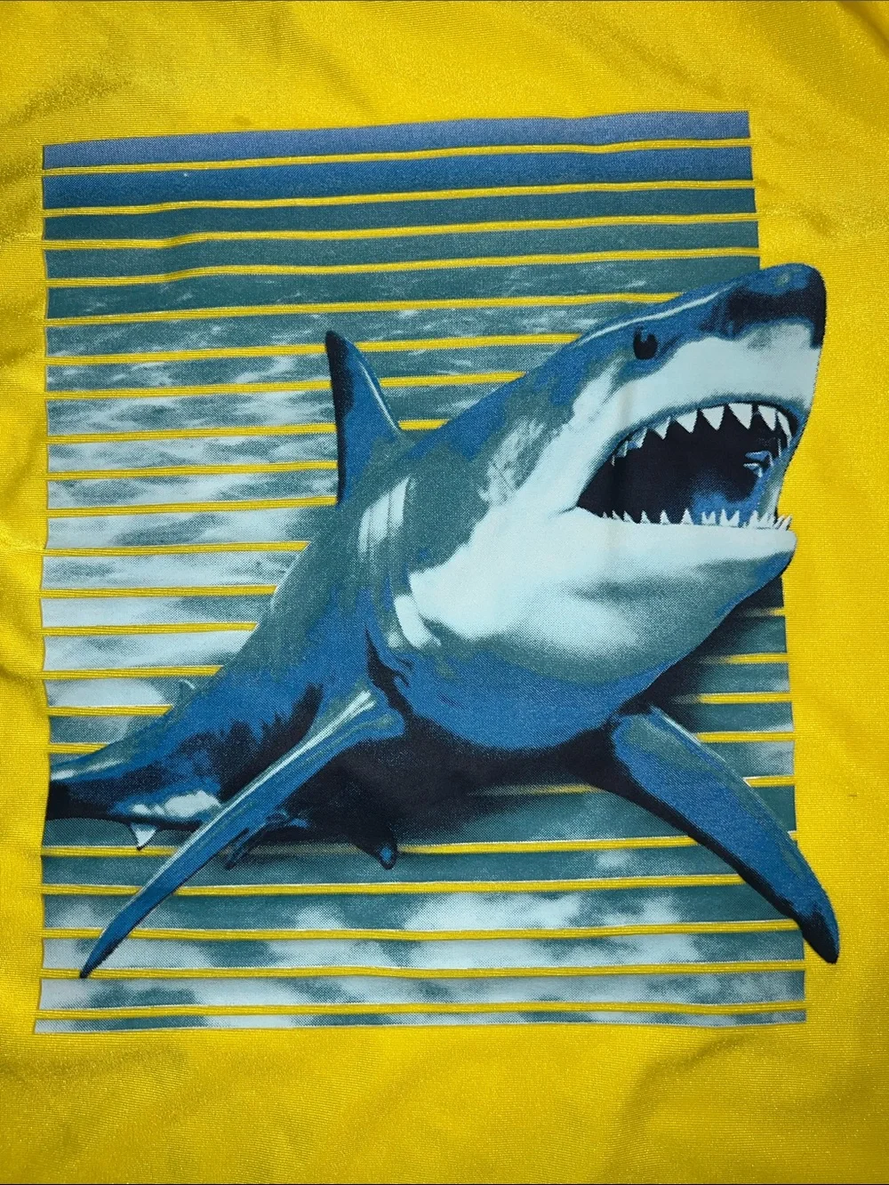 Yellow Shark Graphic Tee & Blue Shark Swim Shorts Set Size M-10-12